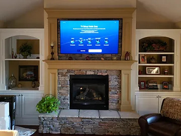 Over fireplace TV installation +